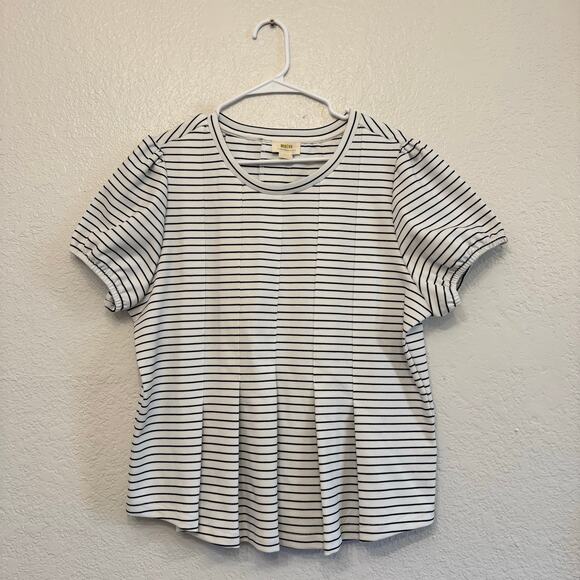 NWT Anthropologie Maeve Corset Peplum Top Striped Pleated Nautical Coastal XL - Picture 6 of 12